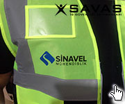 mavi logo baskılı ikaz yeleği