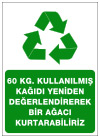 60 kg kullanılmış kağıdı yeniden değerlendirerek bir ağacı kuratarabiliriz ikaz ve uyarı levhası