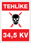 tehlike 34.5 kv ikaz ve uyarı levhası