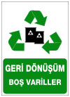 geri dönüşüm boş variller ikaz ve uyarı levhası