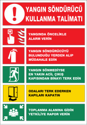 yangın söndürücü kullanma talimatı ikaz ve uyarı levhası