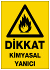 dikkat kimyasal yanıcı ikaz ve uyarı levhası