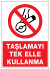 taşlamayı tek elle kullanma ikaz ve uyarı levhası